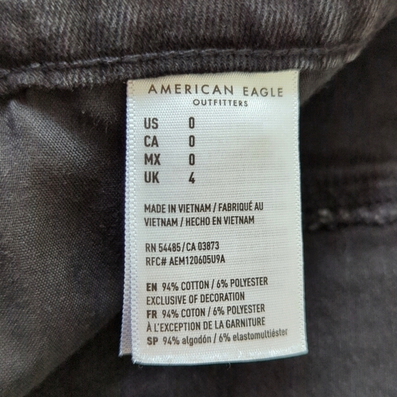 American Eagle Classic Hi-Rise A-Line Button Front Denim Jean Mini Skirt Black 0 - Picture 6 of 10